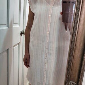 Loft pink & whte shirtdress xxs nwot